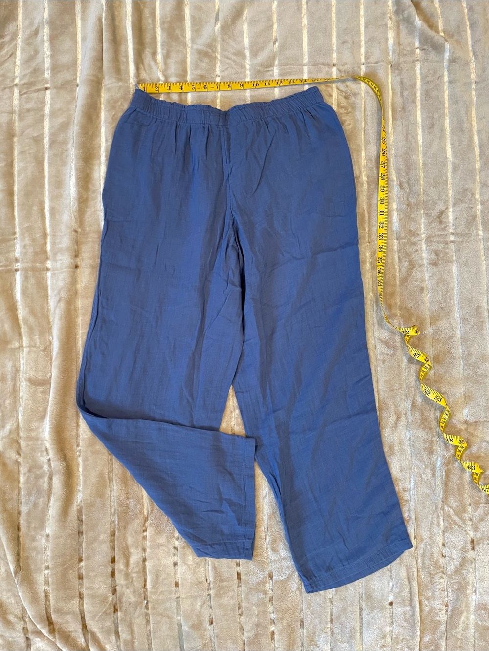 Coldwater Creek Deep Blue Elastic-Waist Gauze Pull on Pant 30” inseam - Picture 2 of 5